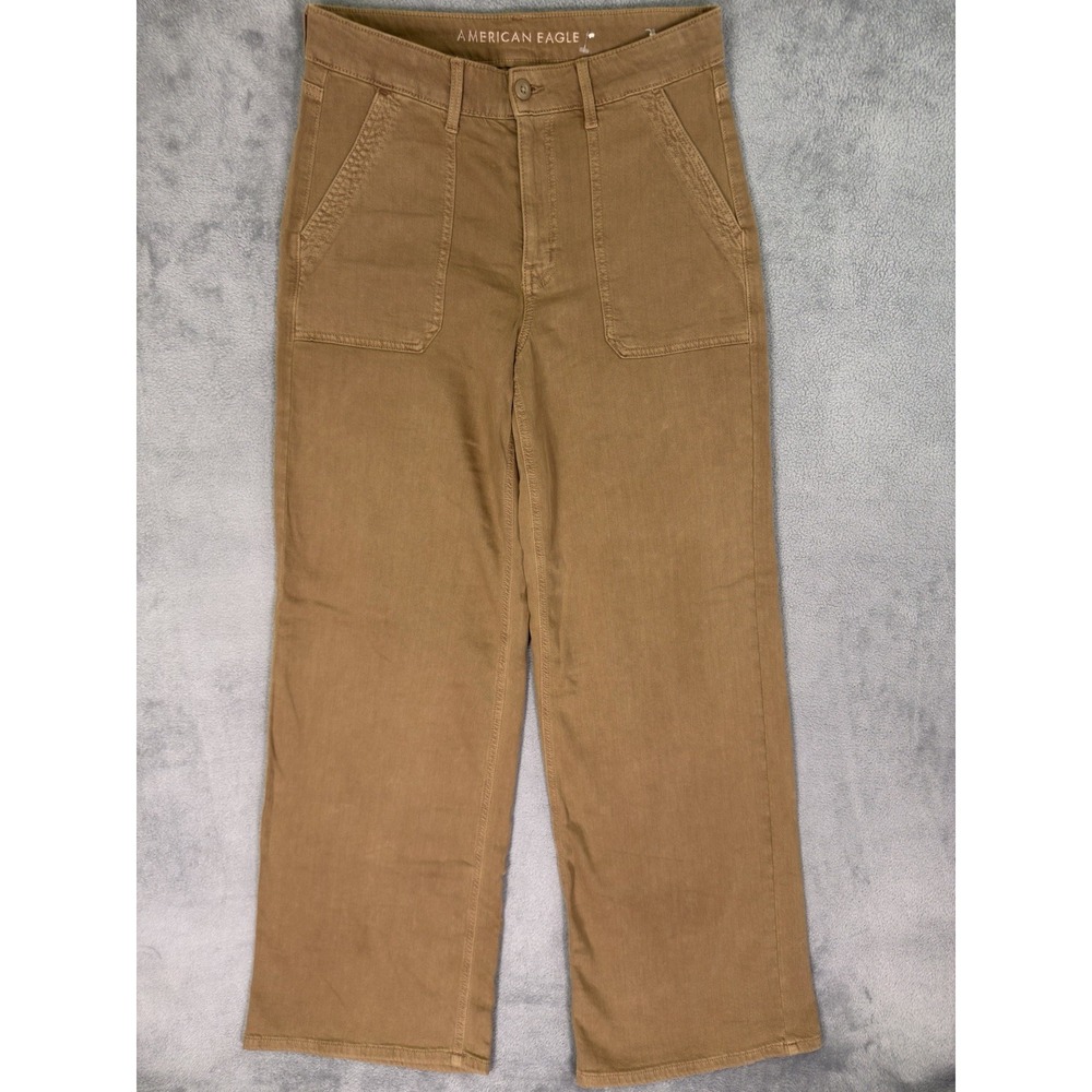 NWT American Eagle Jeans Womens 6 Brown Denim Super High Rise Baggy Wide Leg